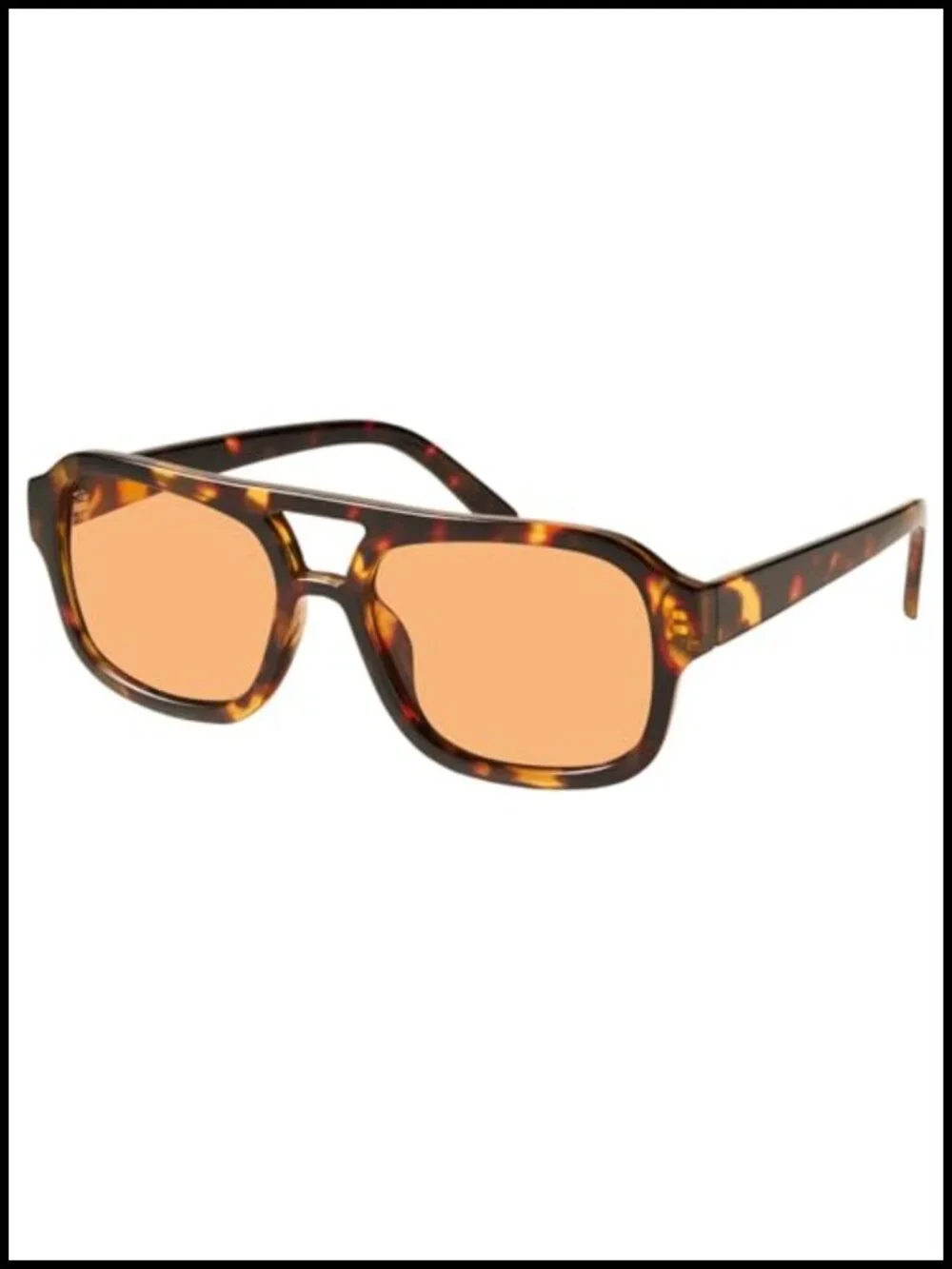 Retro Narrow Frame Square Aviator Sunglasses UV400 Double Bridge